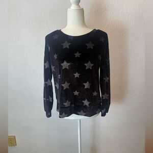 Billy t star velour lace up back sweater size XS